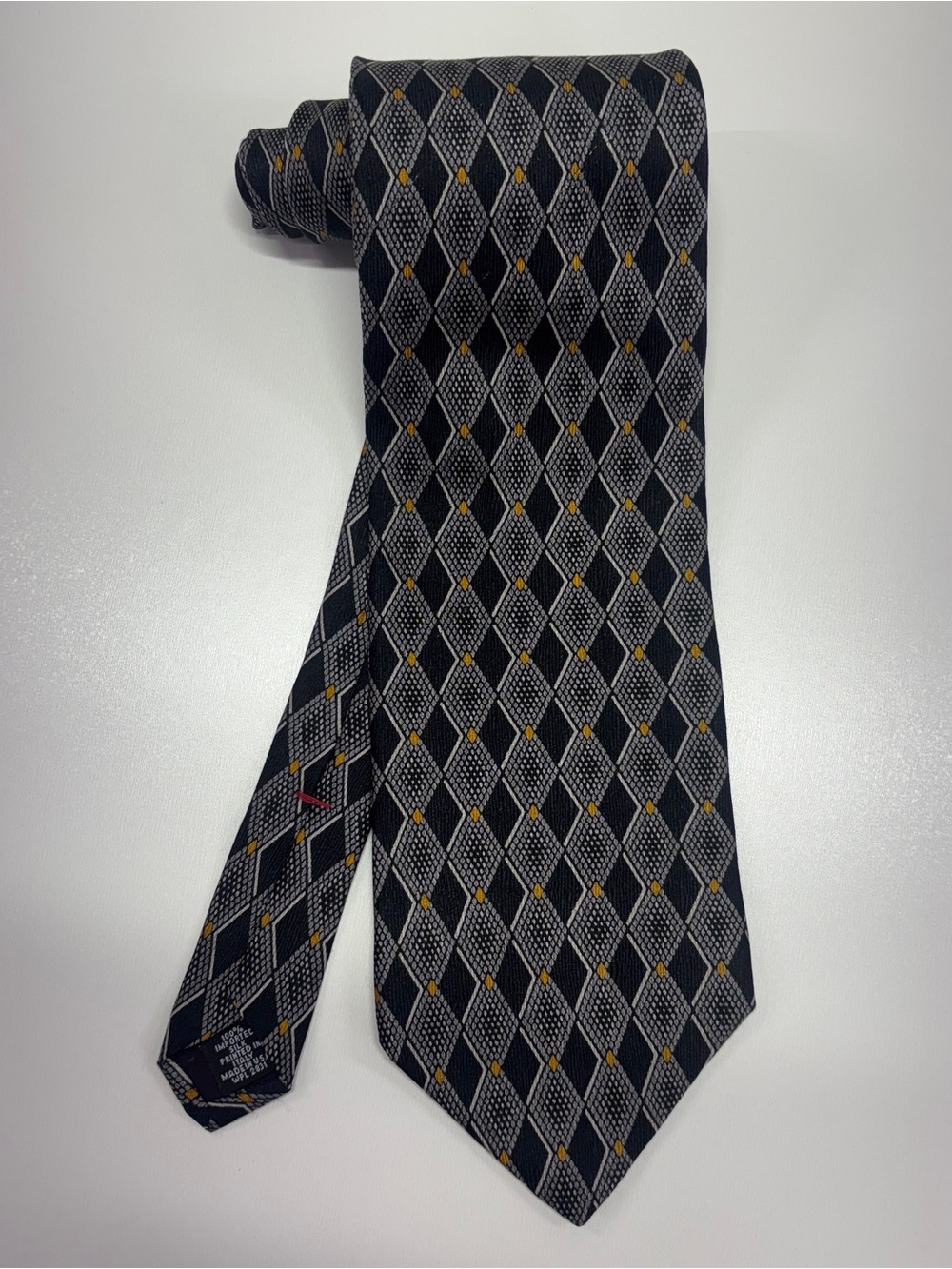 Vintage 90s Louis Feraud Silk Geometric Wide Tie Made in USA